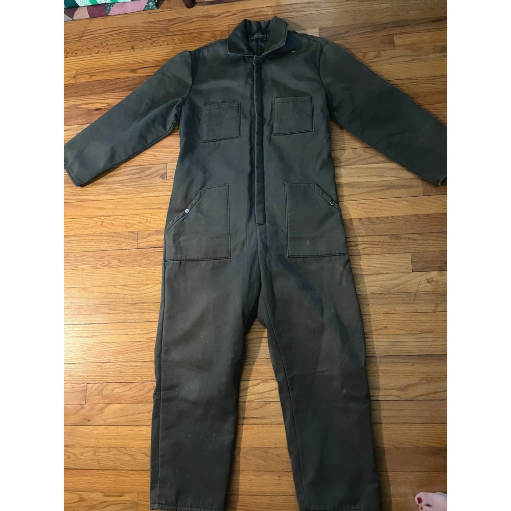 Vintage Sears Army Green Work N Leisure Insulated Work Coveralls T93-20 L